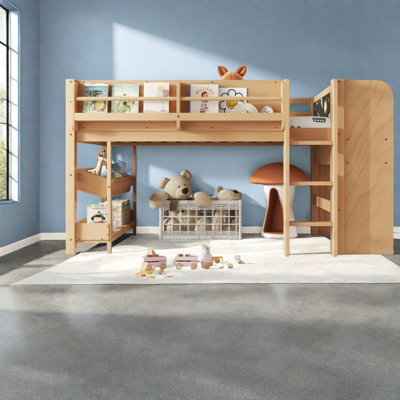 Space Saving Beds, Twin Wood Mdf Loft Bed Modern Home Study Storage