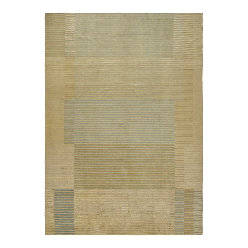 Rug & Kilim’S Modern Art Deco-Inspired Rug In Gold And Blue Geometric Patterns