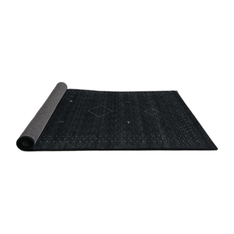 Tapis de zone noire contemporaine, Rond 5 pi