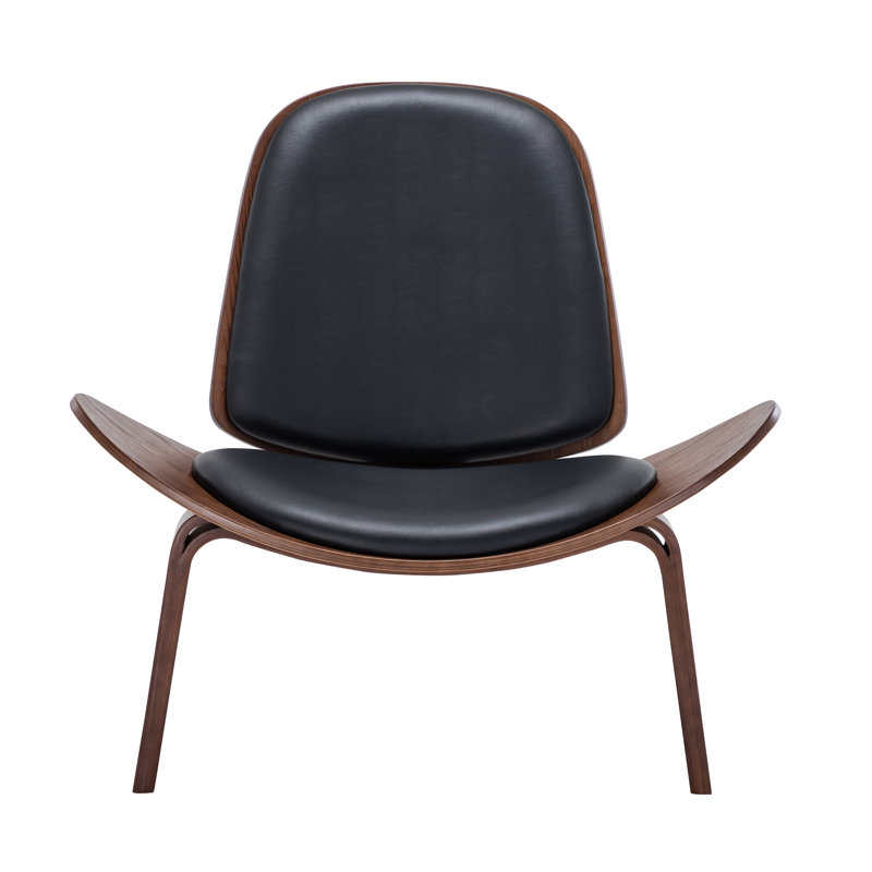 Chaise d'appoint moderne en similicuir sans accoudoirs, noir, Black Faux Leather