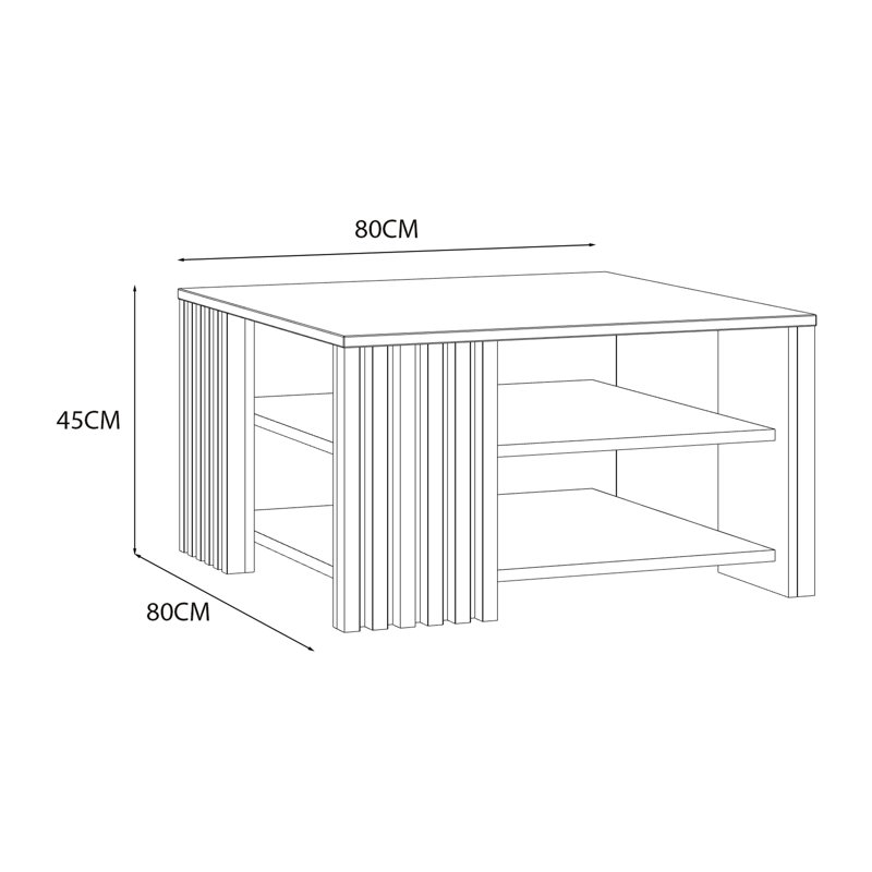 Shilah Four Leg Coffee Table with Storage, Black/Beige