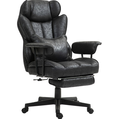 400Lbs Big And Tall Office Chair By - Black Microfiber, Lumbar Support Magnification, Reclining, Wide Seat With Foot Rest, Ergonomic Capacity Chair, Tall, Support, Footrest, Sitting