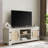 Farmhouse Rattan TV Stand Console Table for TVs up to 70 Inches, TV Console Table with 2 Storage Shelves, 2 Natural Rattan Door Cabinets,65"W*15.55"D*23.86"H, White-602307435