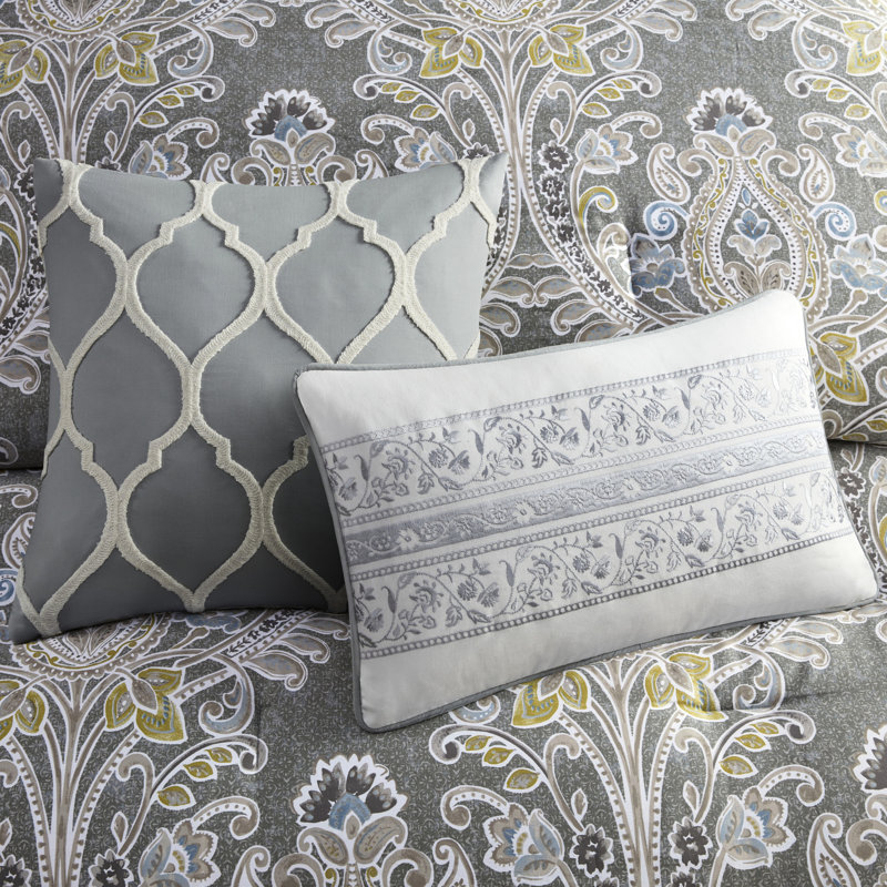 6 grands édredons gris en coton avec une élégance séduisante, 6 magnifiques motifs