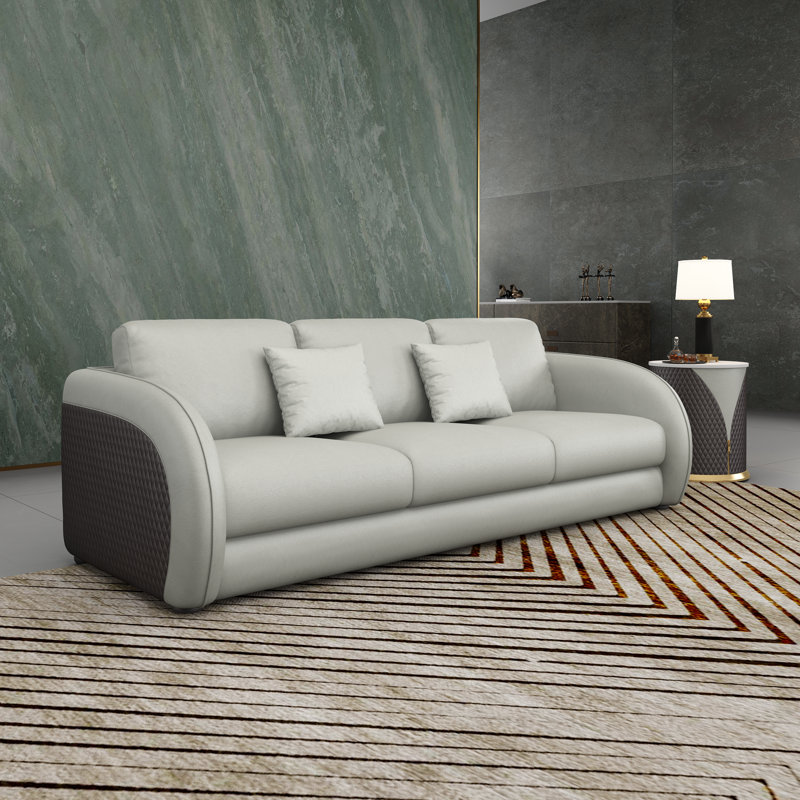 Noir Sofa, Gray/Chocolate Genuine Leather