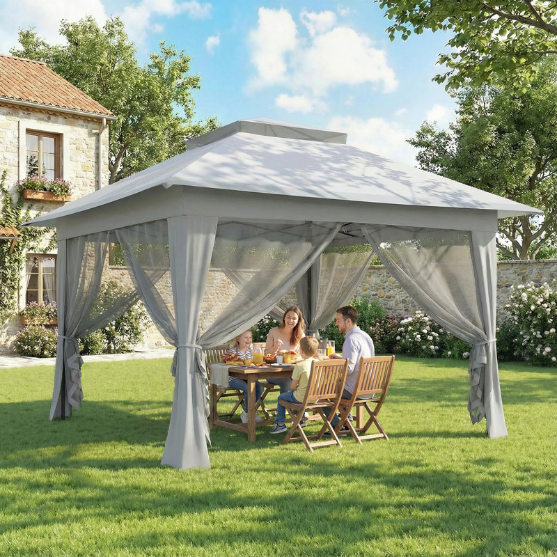 Aleston 3.6 x 3.6 m Pop up Gazebo, Height Adjustable, Light Grey