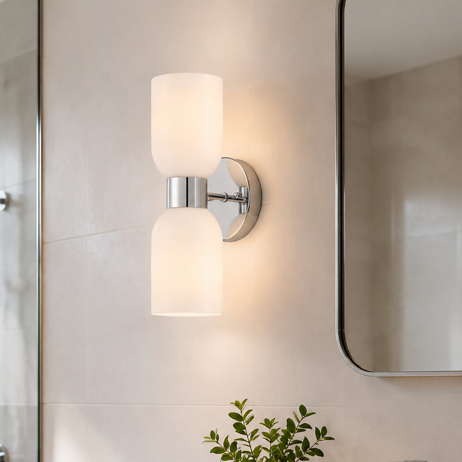 Eugenie 2-Light Steel Dimmable Gold Armed Sconce, Polished Chrome, White