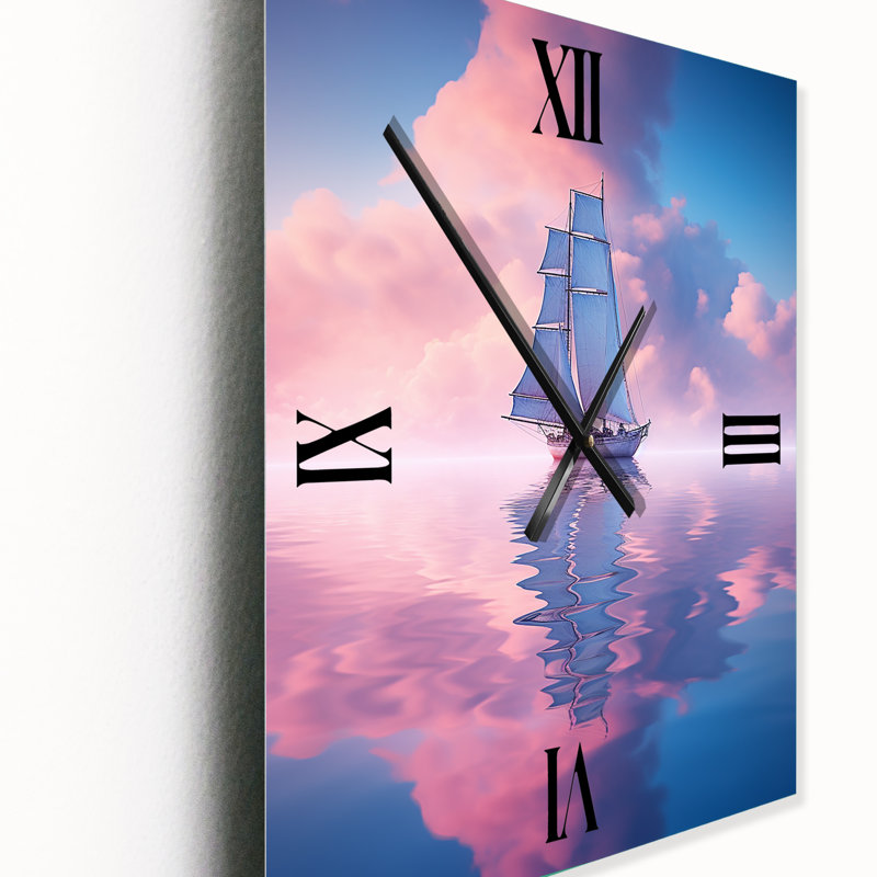 Horloge murale voilier rose, Petit