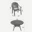 Ensemble de 7 pièces de mobilier de patio en aluminium coulé avec coussins bleus