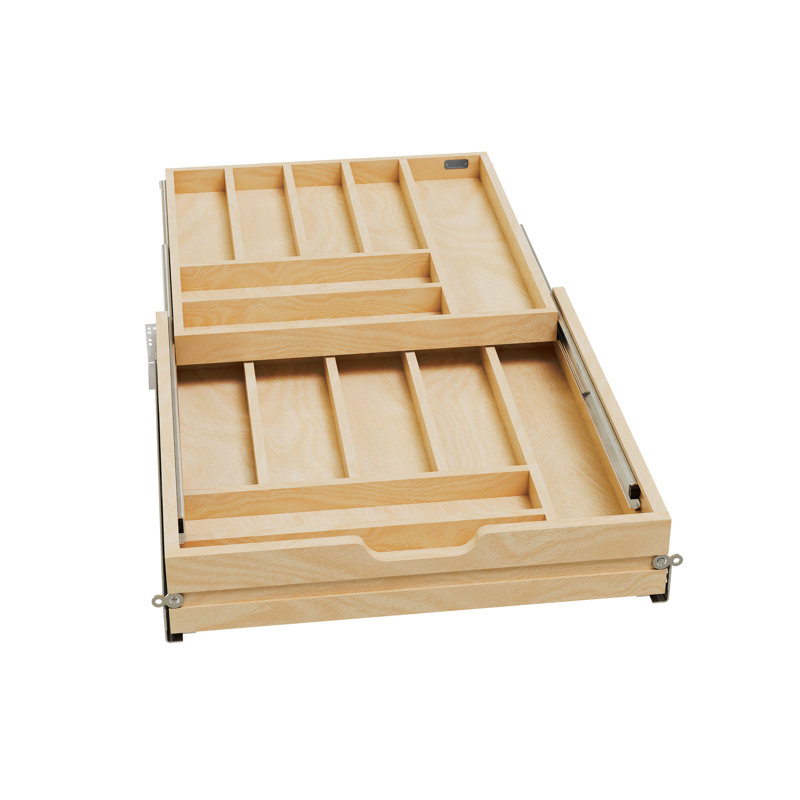 Rev-A-Shelf Tiered Cutlery Drawer Organizer with Soft-Close, 4.31" H x 21" W x 21.75" D