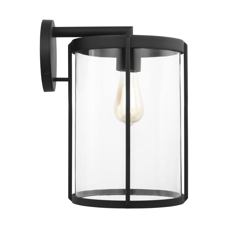 Luning Large Lantern from Generation Lighting , Textured Black, 15" H x 9.875" W x 11.75" D, Transparent