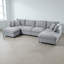 Canapé d'angle moderne Larralde en forme de U, avec 2 poufs amovibles, revêtement en chenille, pour salon-1447287958