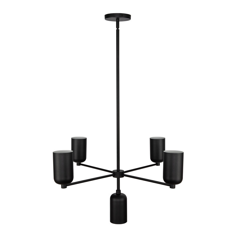 Nola 5 - Light Chandelier, Matte Black, Matte Black Metal