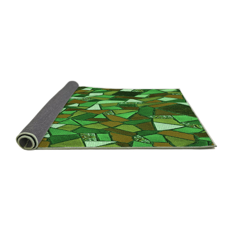 Tapis géométrique vert / brun, Rond 6 pi