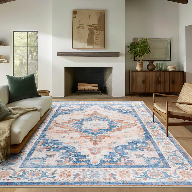 Large Tranditional Rugs Living Room Rug Washable Bedroom Rug Non-Slip Colorful Vintage Accent Floor Carpet For Home Decor