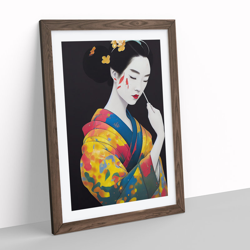 Drip Geisha No.5 - Framed Print, 34cm H x 25cm W x 2cm D, Walnut 