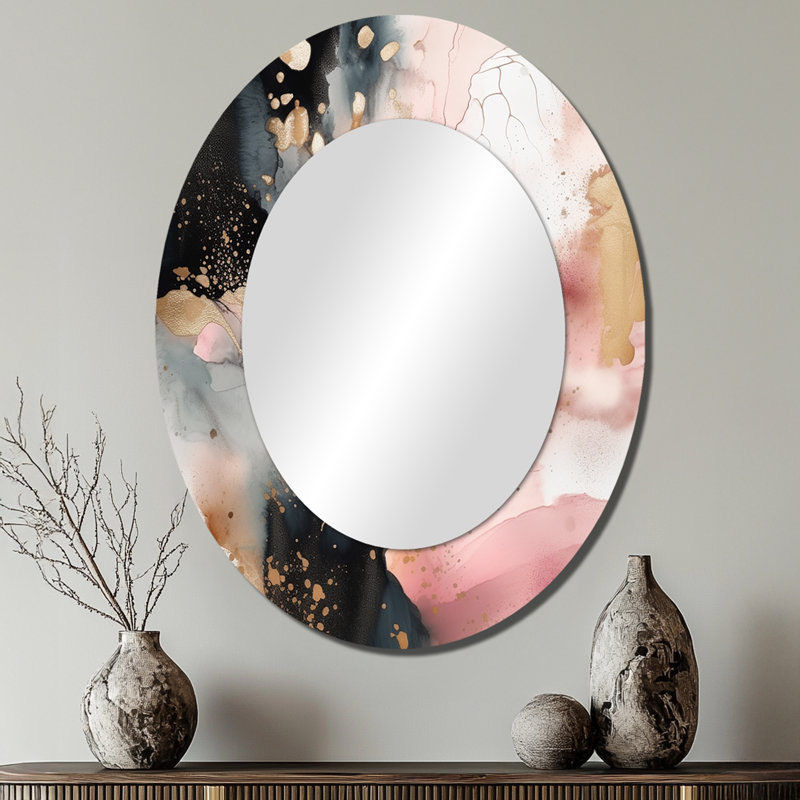 Miroir mural rose et or rose texturé II, 40 po x 30 po