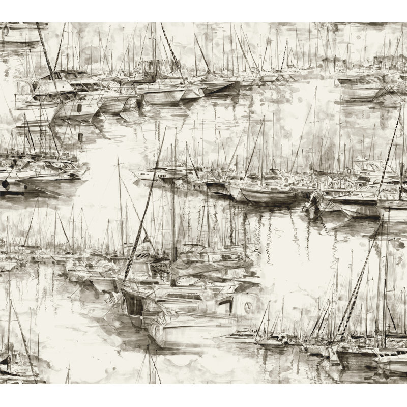 Papier peint Yacht Club Taupe, Taupe