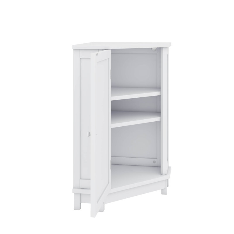 Contemporary Triangle Corner Bathroom Cabinet With Adjustable Storage Shelf, White