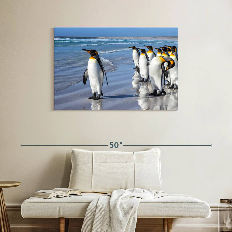 Pingouins bruns dans la plage, H 26 po x l 39 po