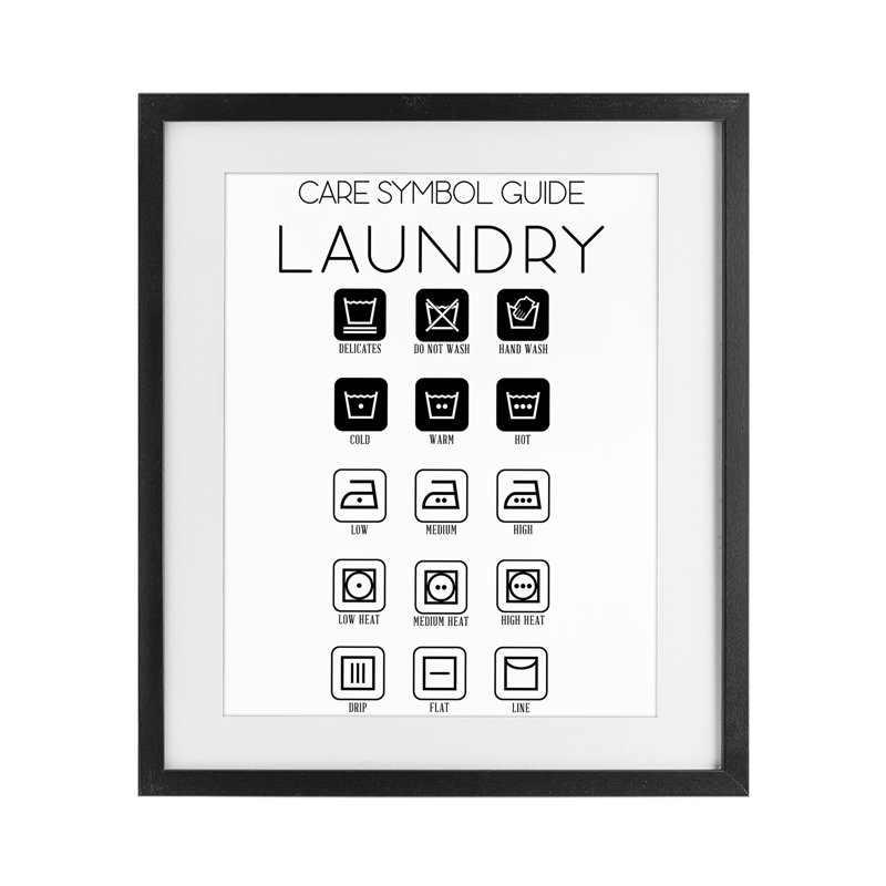 «Laundry Care Symbole Guide», impression encadrée sous verre, conception par SD Graphics Studio, H 21 po x l 17 po