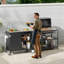 Outdoor Grill Cart with Sink and Storage Cabinet, Weather-Resistant Grill Table
