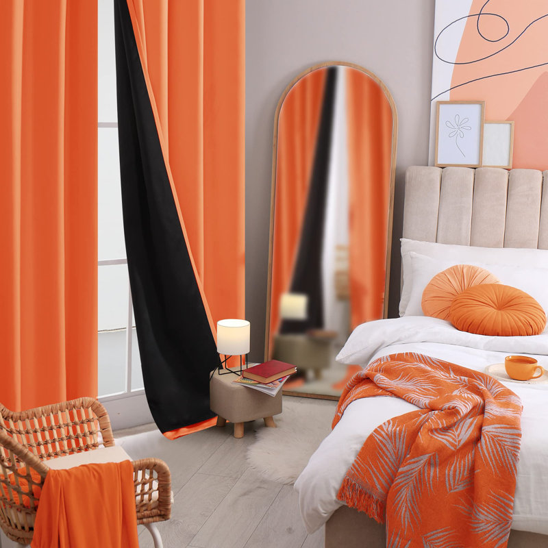 Deconovo 100% Blackout Grommet Curtain Panels with Liner, Thermal Insulated Room Darkening Curtains (Set of 2), 52" W x 63" L