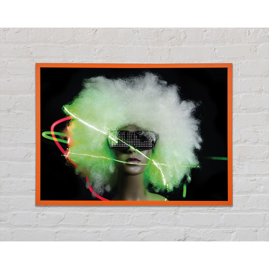 Neon Light Afro Gerahmter Druck