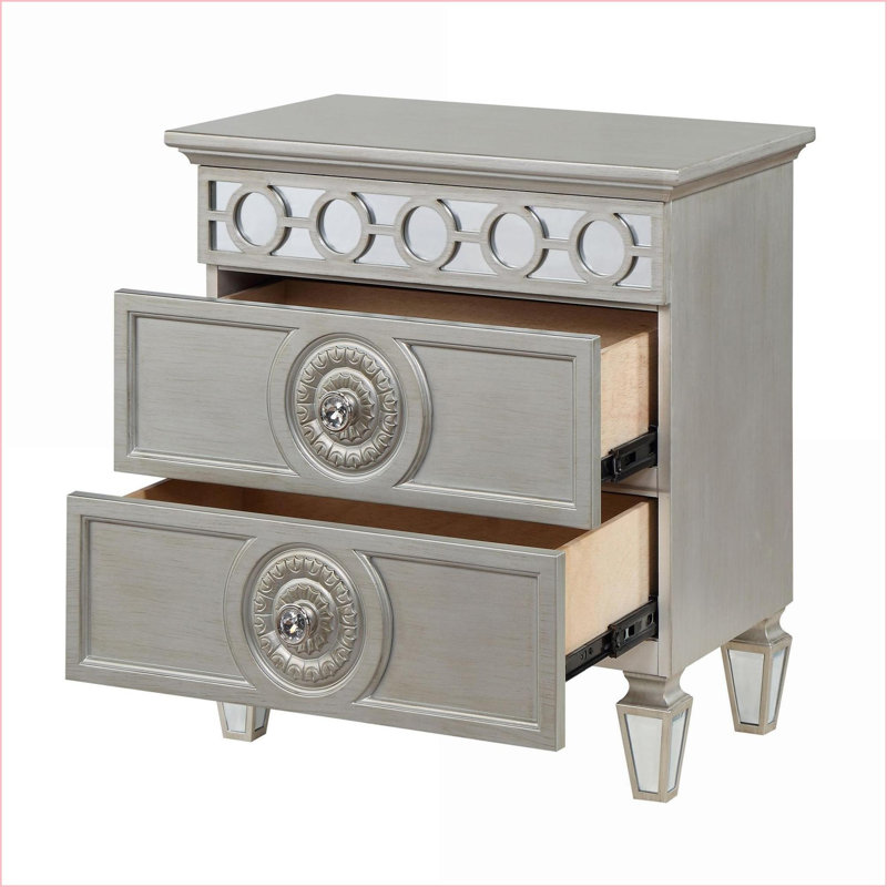 Table de chevet 2 tiroirs Silver Glam