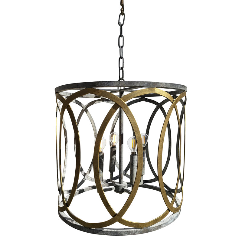 New Orleans 6 - Light Unique Drum Chandelier, Deep Ocean