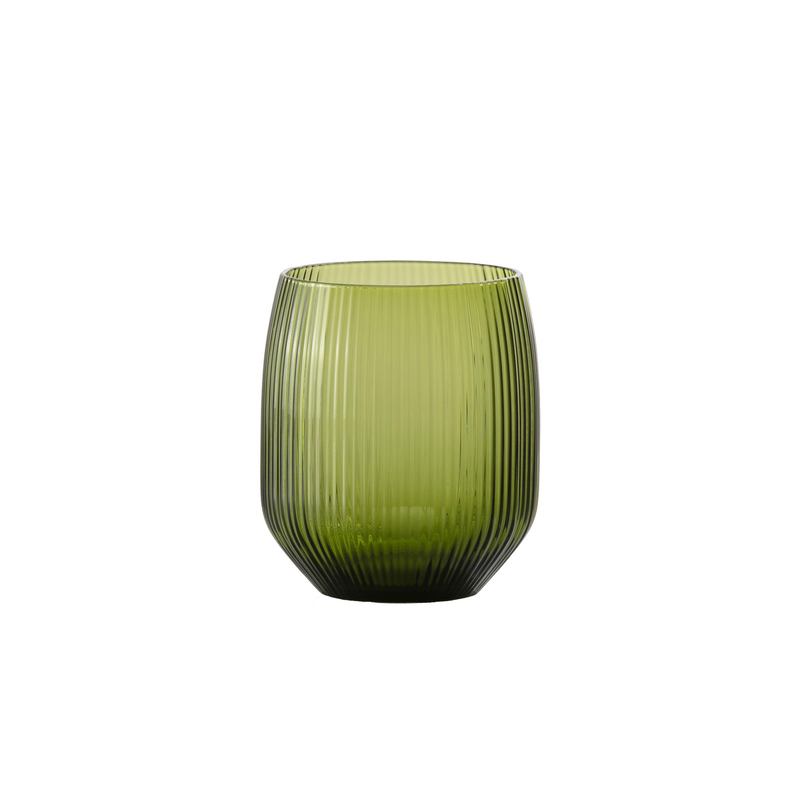 Ribbed Highball Glass, Textured Palm Green, 17.5 fl oz