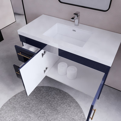 Dessens 41.9'' Single Bathroom Vanity with Acrylic Top