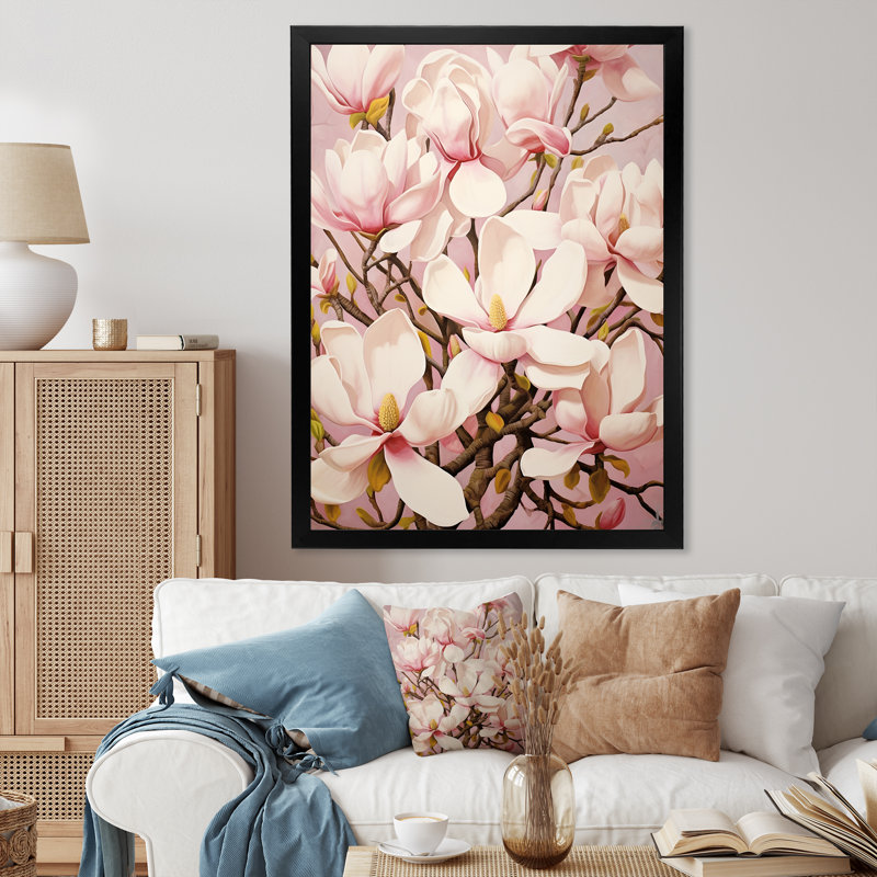 «Magnolias», impression sur toile, Cadre photo noir, H 20 po x l 12 po x P 1 po