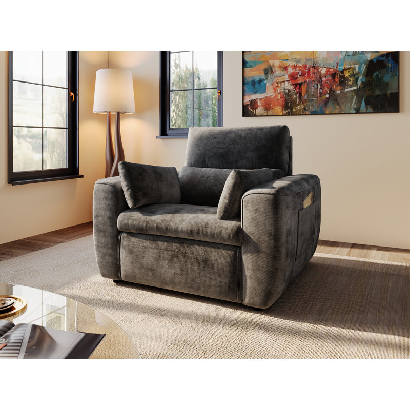 Fauteuil surdimensionné rembourré avec revêtement Itohan, Gris