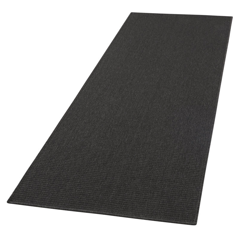 Nature Flatweave Black Rug, Runner 80 x 450cm