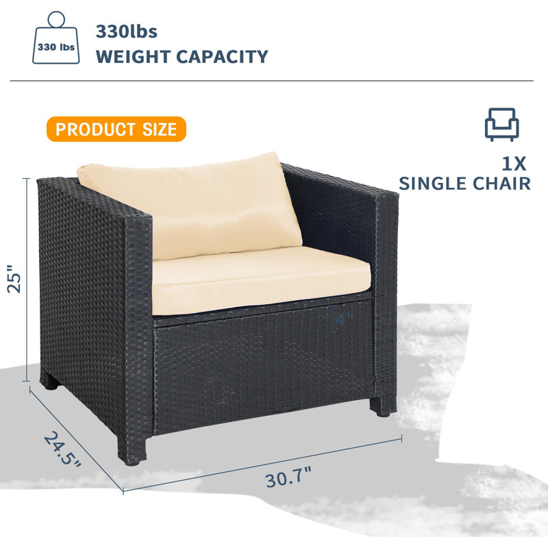 Chaise de patio avec coussins Ryebrook, Beige
