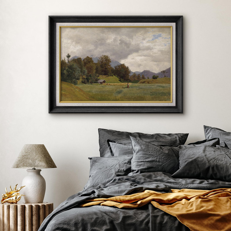 Rustic Countryside Retro Countryside Village Forest Field - impression d'un seul cadre, Cadre noir, Pas de tapis