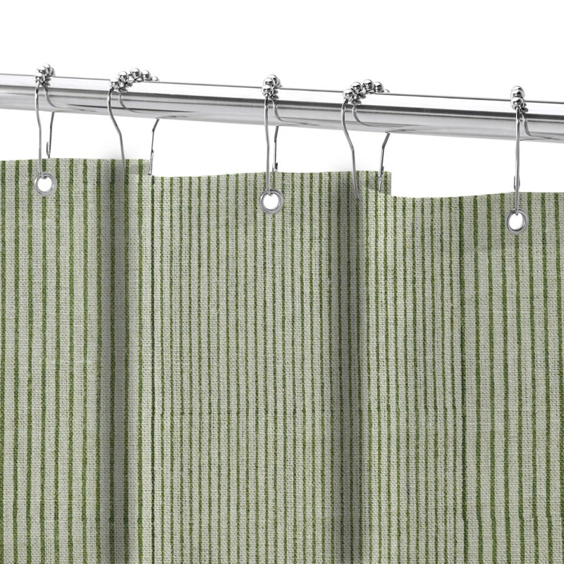 Rideau de douche imprimé à la main par - Boho Bathroom Style, Lehriya, vert, H 63 po x l 54 po