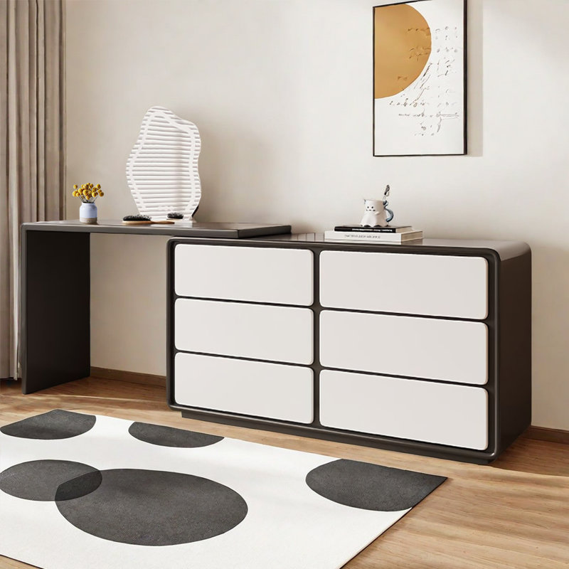 Meuble-lavabo simple et simple en bois noir et blanc. Coiffeuse
