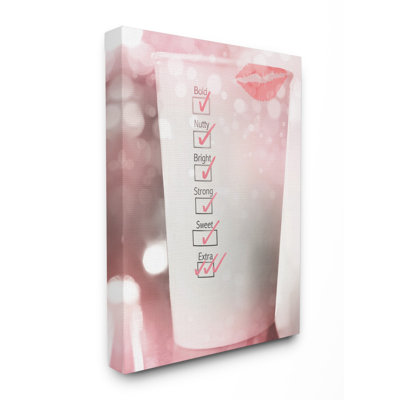 «Checking Off The Coffee Cup List Extra Pink Glam» par Daphne Polselli - impression sur bois