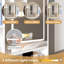 Coiffeuse de maquillage avec lumières en miroir 3 couleurs, bureau de coiffeuse avec 4 tiroirs et 1 armoire, commode de coiffeuse en rotin, pour chambre à coucher-2037496654