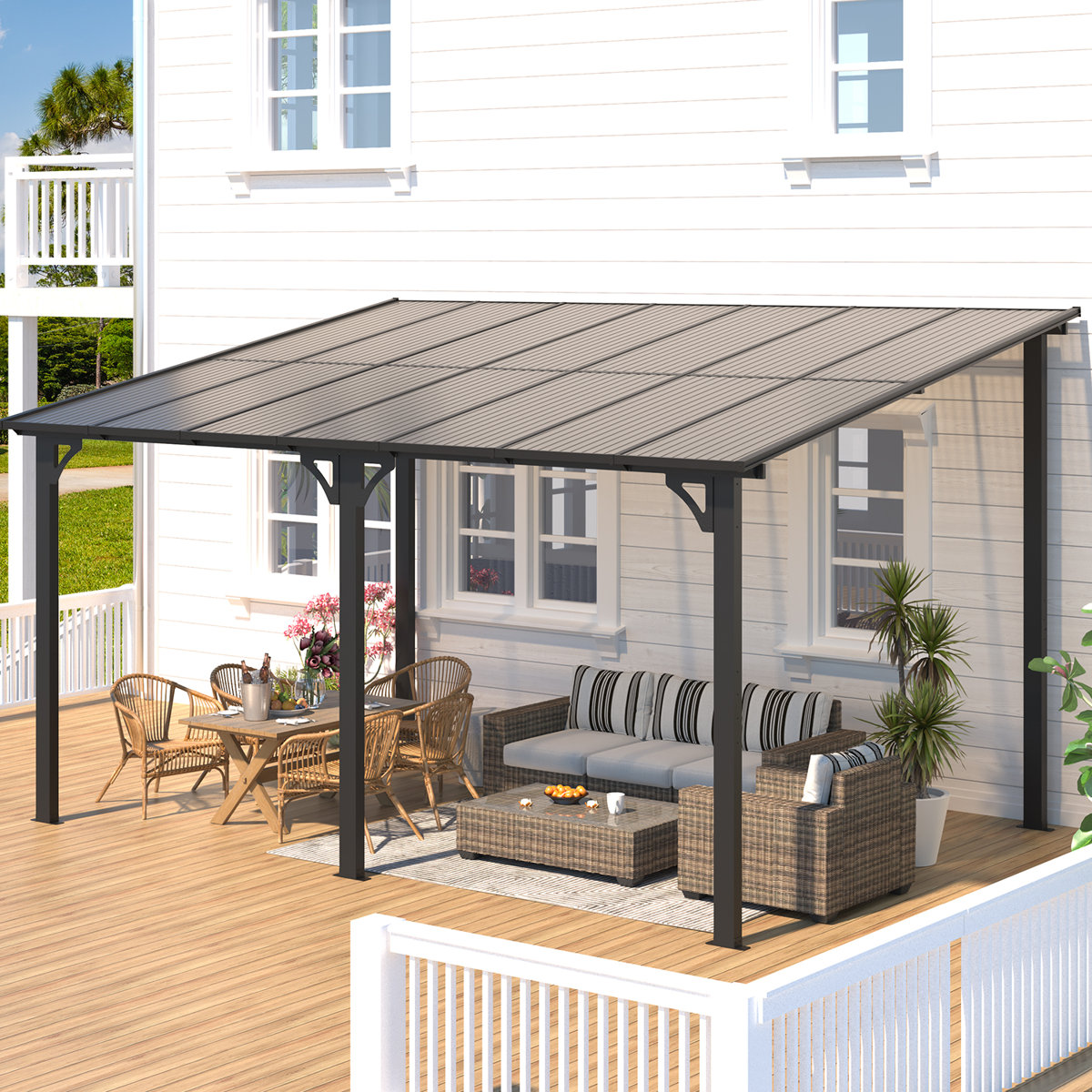 AECOJOY 14 x 10 Feet Aluminum Pergola with Canopy