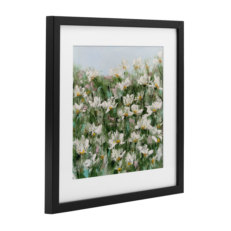 «Daisy Field in Springtime», reproduction encadrée sous verre, design par Emma Bell, H 13 po x l 13 po, Cadre noir minuit