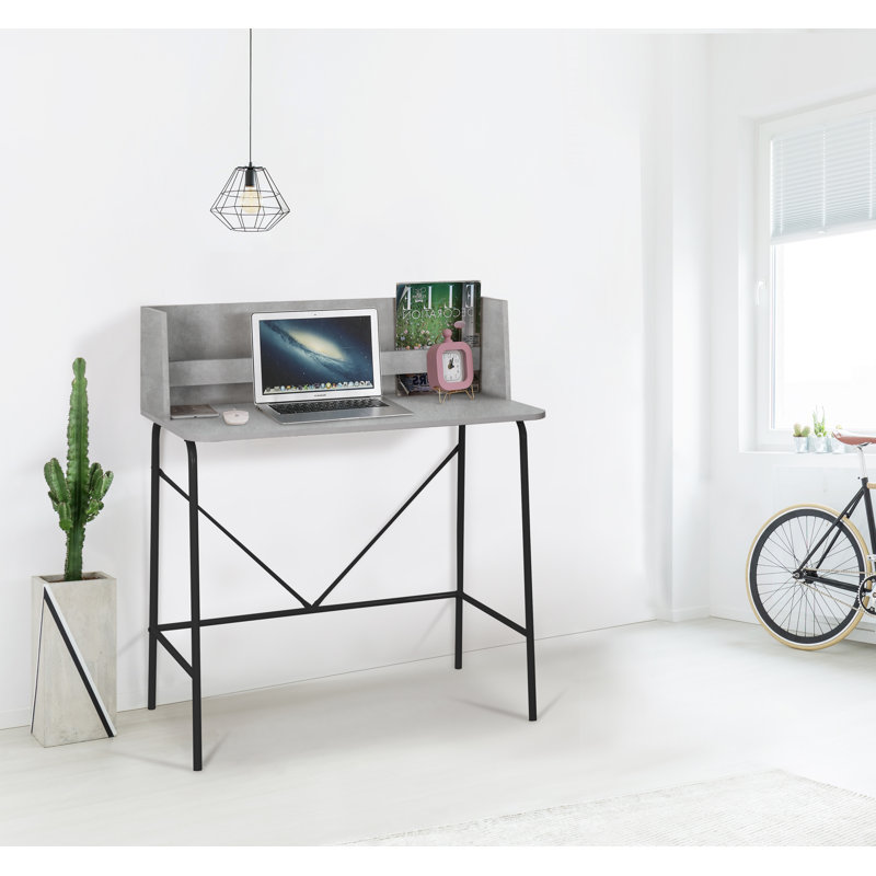 Kyler Metal and Wood Top Desk, Gray