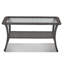 Table basse de patio en osier de rotin avec plateau en verre trempé et table de rangement à 2 niveaux pour terrasse-94229435