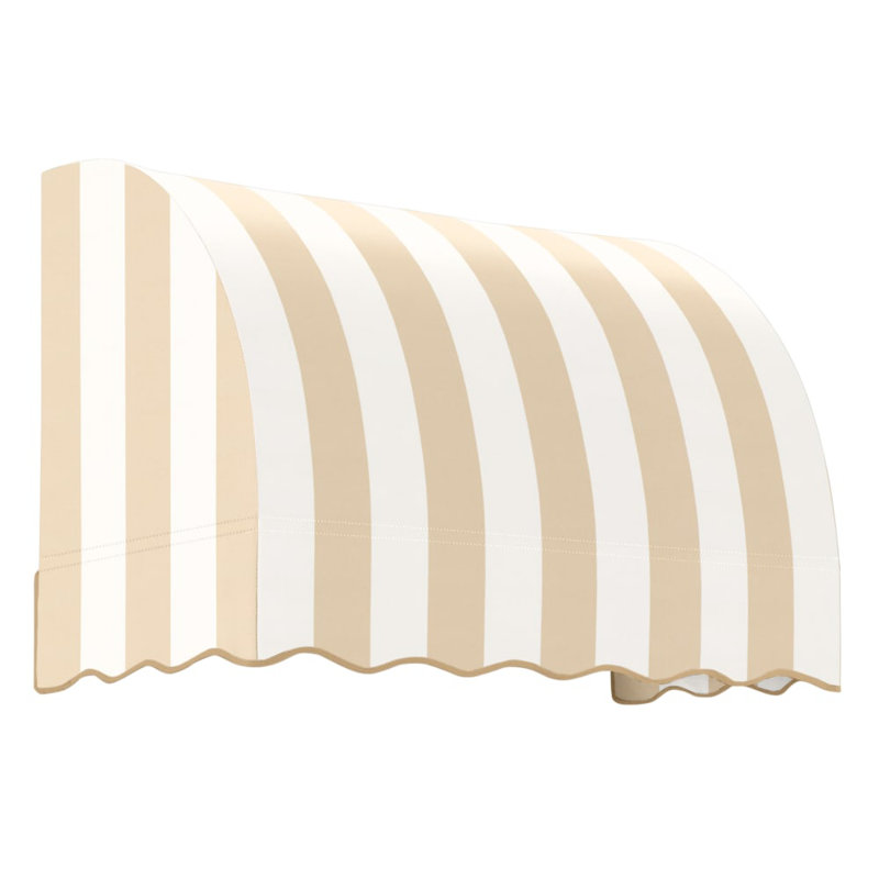 Awntech Savannah Acrylic Fabric Fixed Awning, 44" H x 52.5" W x 36" D, Linen/White Stripe