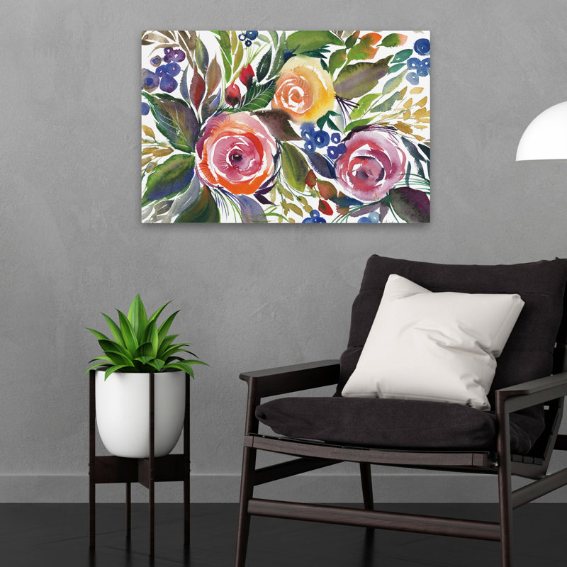 Bourgeons en fleurs - roses en fleurs, H 16 po x l 24 po