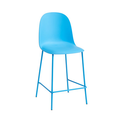 Kyoto 26'' Minimalist Industrial Plastic Counter Stools with Metal Legs, Kitchen Bar stools, Suitable for Indoor and Outdoor cafes and Restaurants (Set of 4)