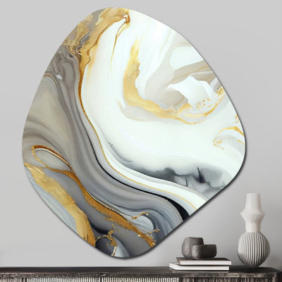 Etienne - Unique Shape Abstract Marble Metal Wall Art, Asymmetrical Metal Wall Sculpture Print