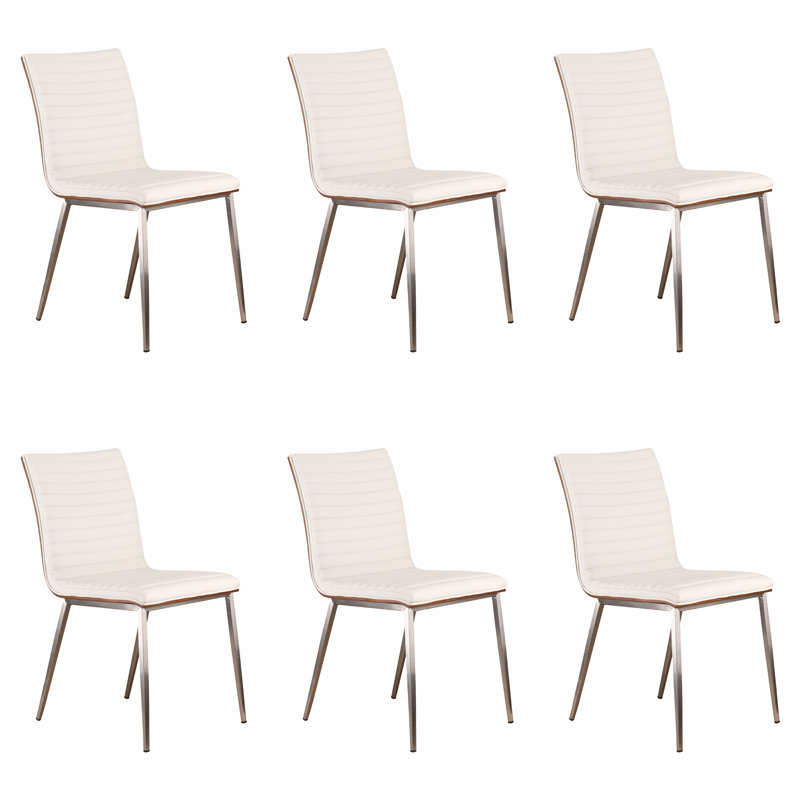 Glenwhirry Upholstered Side Chair in Stainless Steel, White, Silver, 6
